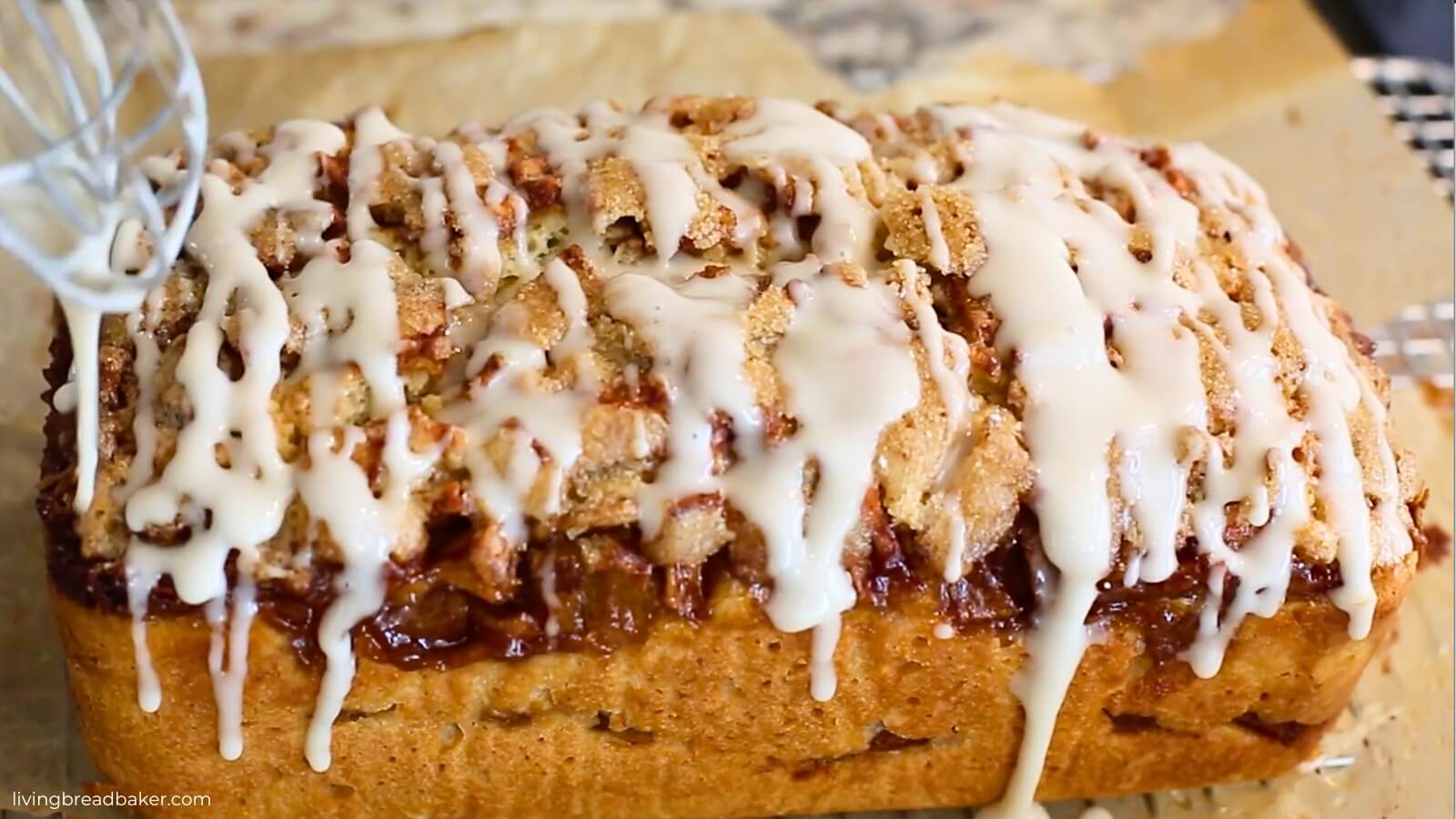 glazed sourdough discard apple fritter bread