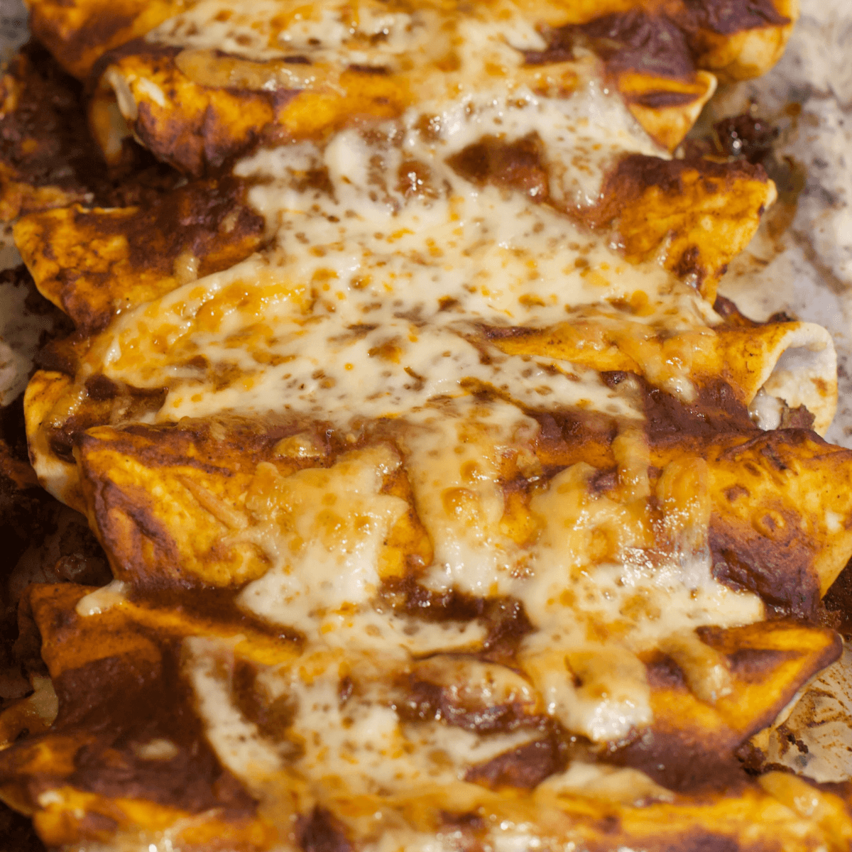 beef enchiladas with red sauce and cheese