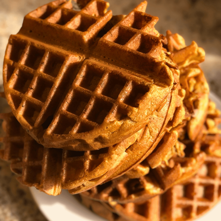 stack of sourdough pumpkin spice waffles