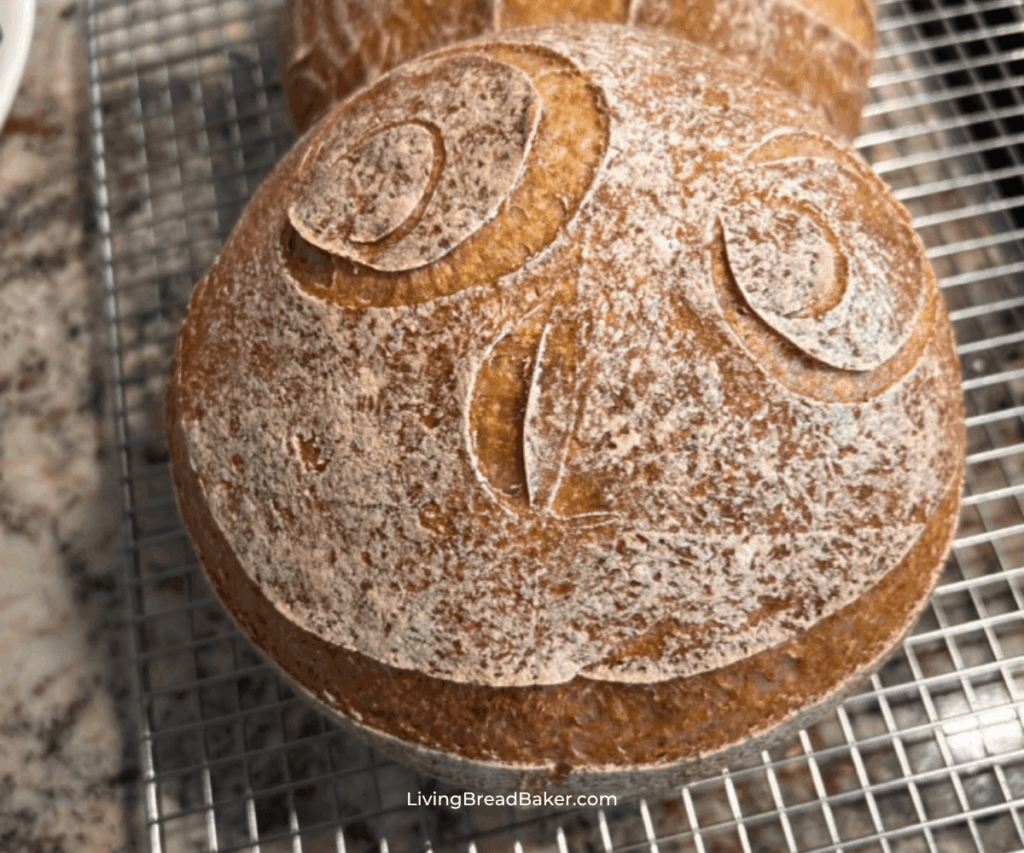 gluten-free sourdough bread with a smiley face 